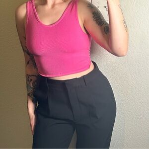 Urban Outfitters Pink Ribbed Twist Back Top
